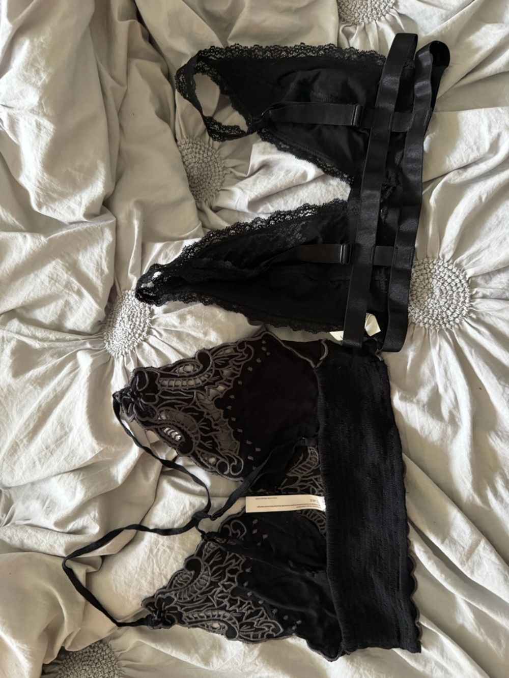 Free People Black Lace Bandeau Bralette Set - Picture 2 of 4